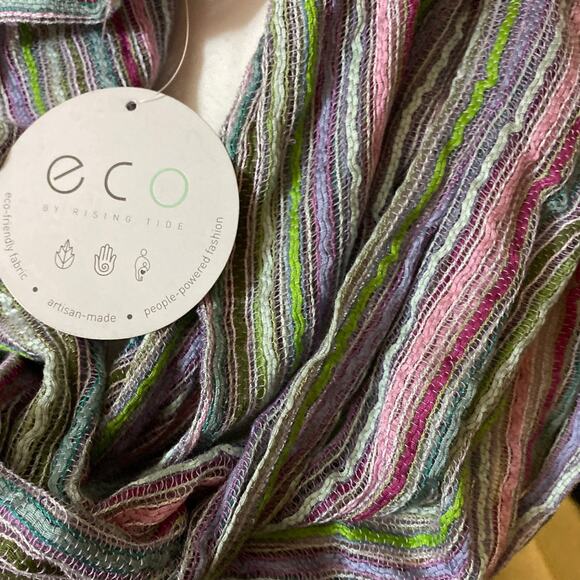 NEW Infinity Scarf by ECO Rising Tide Pink Teal Multicolor Boho Striped Hippie - Picture 2 of 10